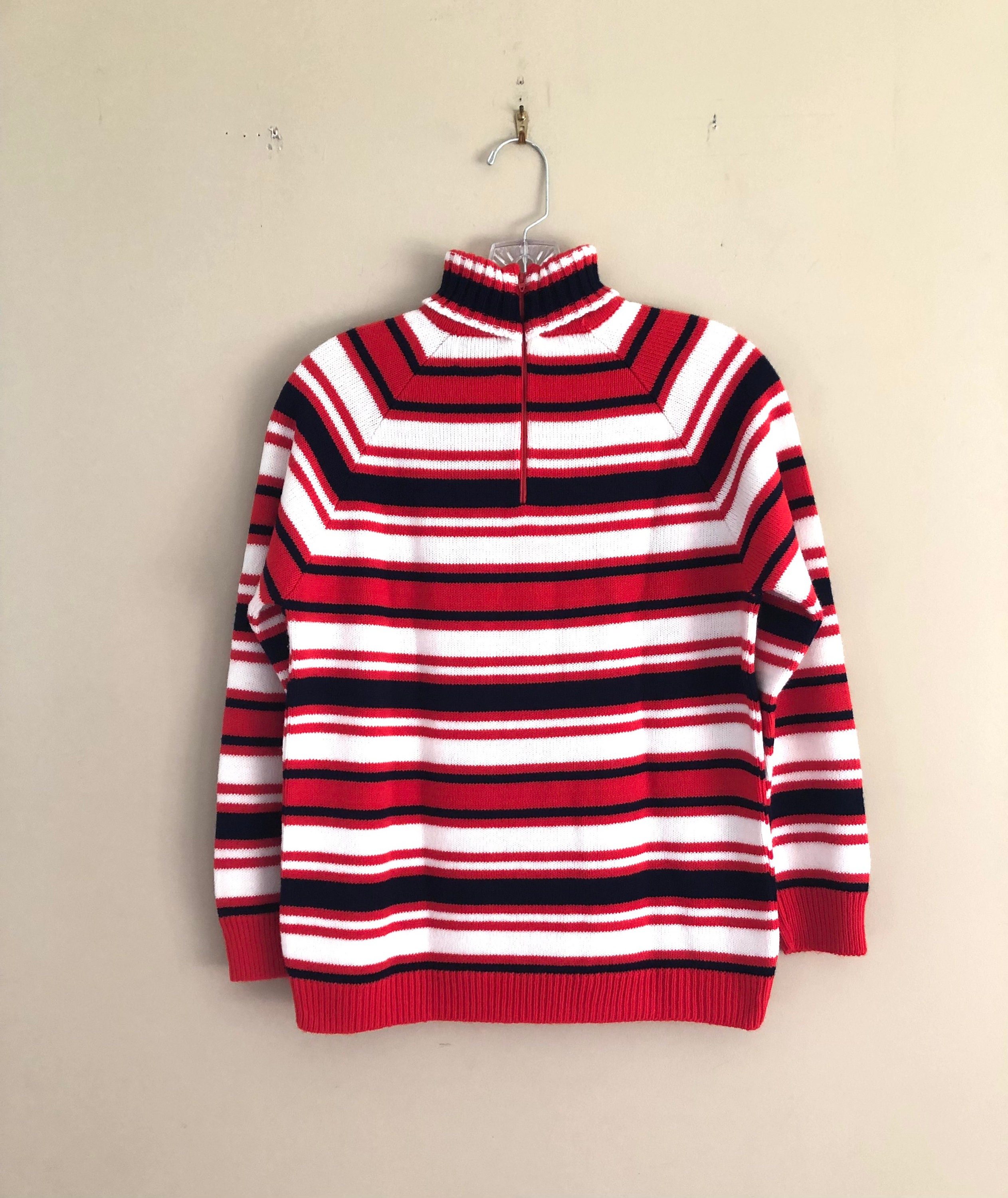 Price Reduced 1970s Red White u0026 Blue Striped Turtleneck - Etsy