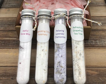 Gift Pack of 4 Luxury Bath Salts | Self Care | Home Spa | Bath Soak | Mom Gift | Shower Favor | Party Favor | Sample Size | Mother's Day