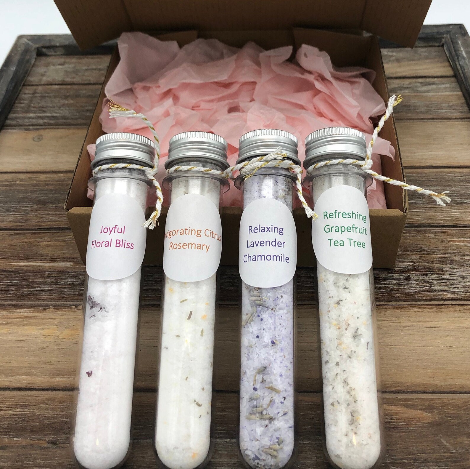 Gift Pack of 4 Luxury Bath Salts Self Care Home Spa Bath Etsy