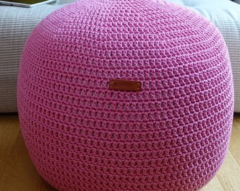 Macrame Cord Crochet Stuffed Pouffe Ottoman Pouf, Bean Bag, Floor Cushion, Home Decor, Pillow, Stool, Footstool, Other Colors