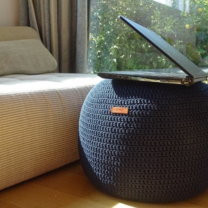 Macrame Cord Crochet Stuffed Pouffe/Ottoman Pouf, Bean Bag, Floor Cushion, Home Decor, Pillow, Stool, Footstool, 46 Colors