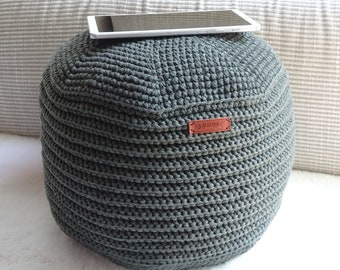 Crochet Stuffed Pouffe, Ottoman Pouf, Bean Bag, Floor Cushion, Home Decor, Meditation Pillow, Footstool