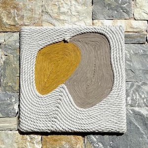 Handmade Fiber Art Wall Hanging, Contemporary Art for Modern Home made of Natural Cotton Rope 16*16 inches
