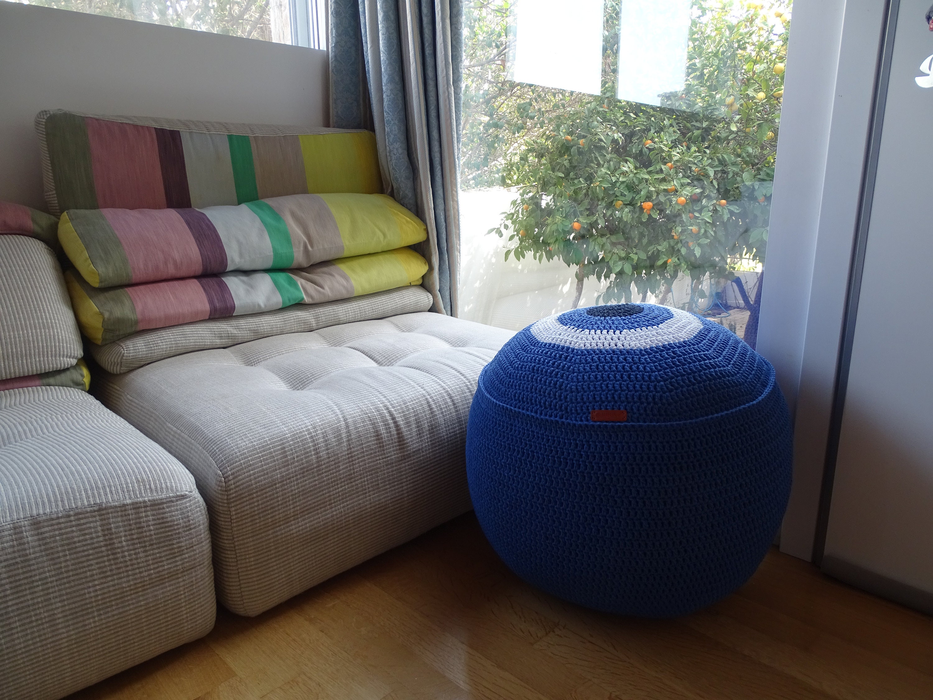 Braided Stuffed Pouffe Lucky Charm Ottoman Pouf With 50 Etsy