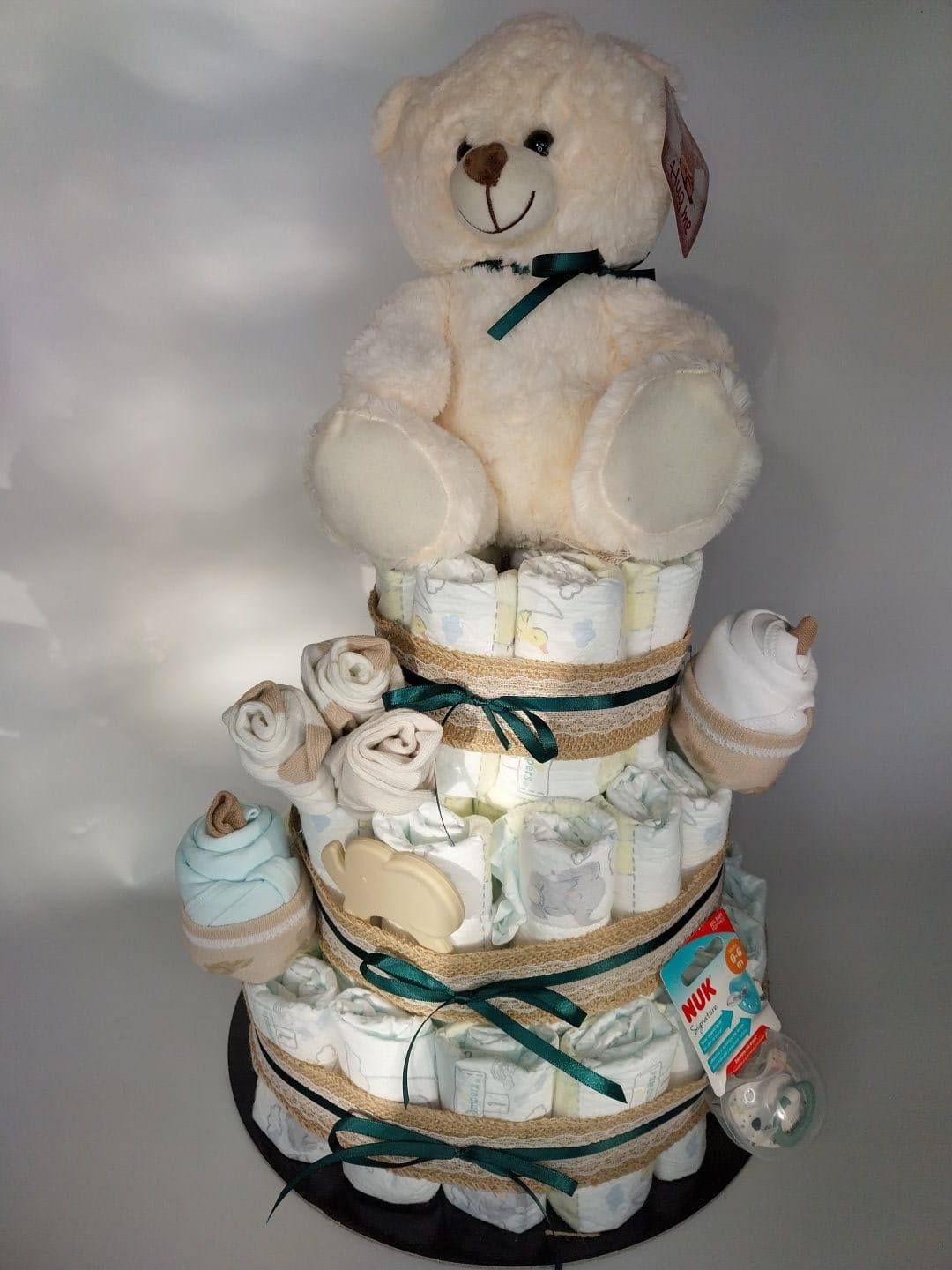 Teddy Bear Diaper Cake, Newborn Baby Shower Gift - Etsy