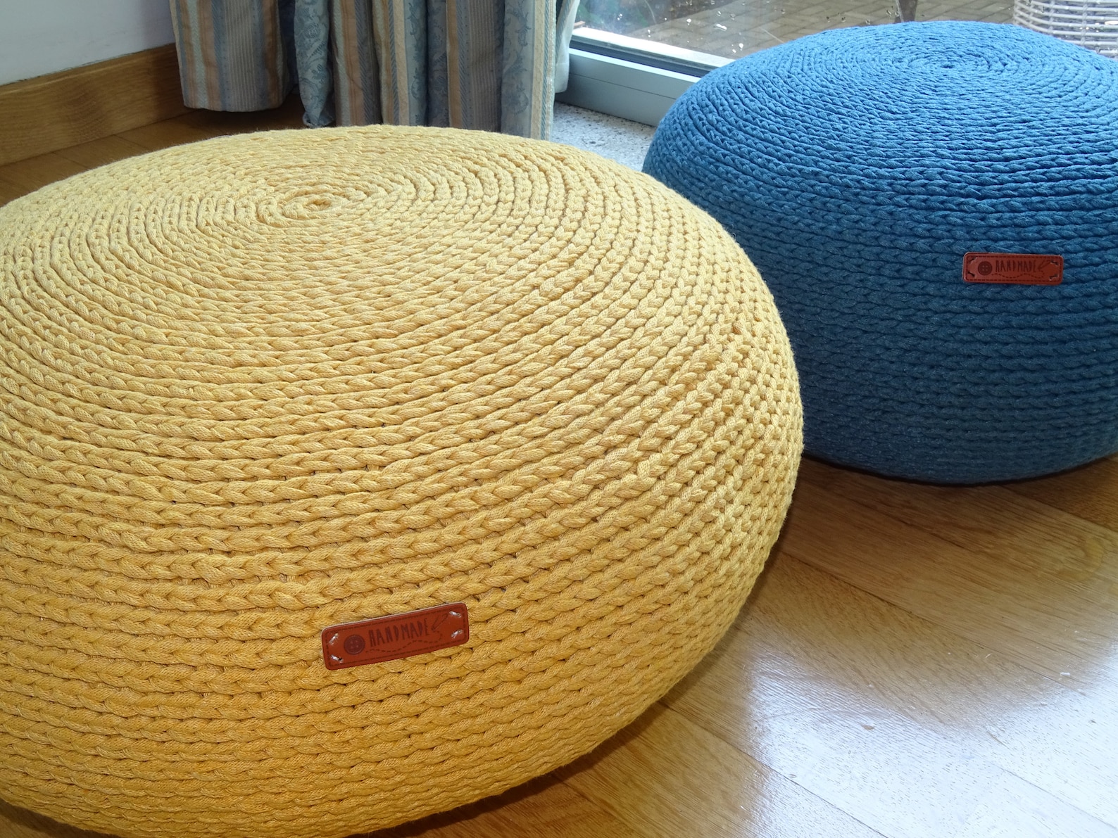 Crochet Stuffed Pouffe Ottoman Pouf 50 Cotton50 Balls Bean Etsy