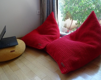 Puf de tamaño S/M/L/XL Puf interior de ganchillo Sillón de salón para decoración de sala de estar de guardería Almohada de piso Diván