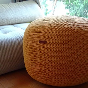 Macrame Cord Crochet Stuffed Pouffe Ottoman Pouf, Bean Bag, Floor Cushion, Home Decor, Pillow, Stool, Footstool 46 Colors available
