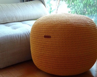 Macrame Cord Crochet Stuffed Pouffe Ottoman Pouf, Bean Bag, Floor Cushion, Home Decor, Pillow, Stool, Footstool 46 Colors available