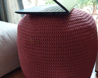 Macrame Cord Crochet Stuffed Pouffe/Ottoman Pouf, Bean Bag, Floor Cushion, Home Decor, Pillow, Stool, Footstool, 46 Colors