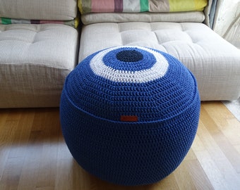 Good luck Stuffed Pouffe, Ottoman Pouf  with 50% cotton+ 50 balls, Bean Bag, Floor Cushion, Meditation Pillow, Stool, Footstool
