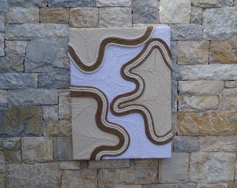 Handmade Fiber Art Wall Hanging, Contemporary Art for Modern Home made of Natural Cotton Rope 23.5*31.5 inches