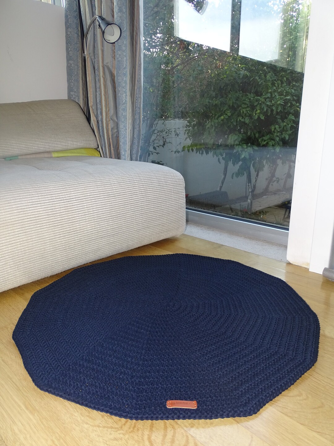 Macrame Cord Round Carpet, Circle Blue Nursery Rug, Crochet Rug, Floor ...