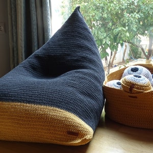Sofa Sac Bean bag Charir, Crochet Lounge bean chair for Nursery, living room, Daybed for Lounge Room, Decorative Ottoman Pouf image 1