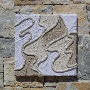 Handmade Fiber Art Wall Hanging, Contemporary Art for Modern Home made of Natural Cotton Rope 16*16 inches