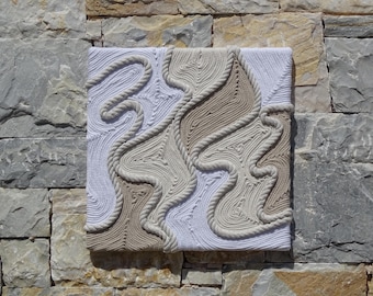 Arte de fibra hecho a mano para colgar en la pared, arte contemporáneo para el hogar moderno hecho con cuerda de algodón natural, 41*41cm