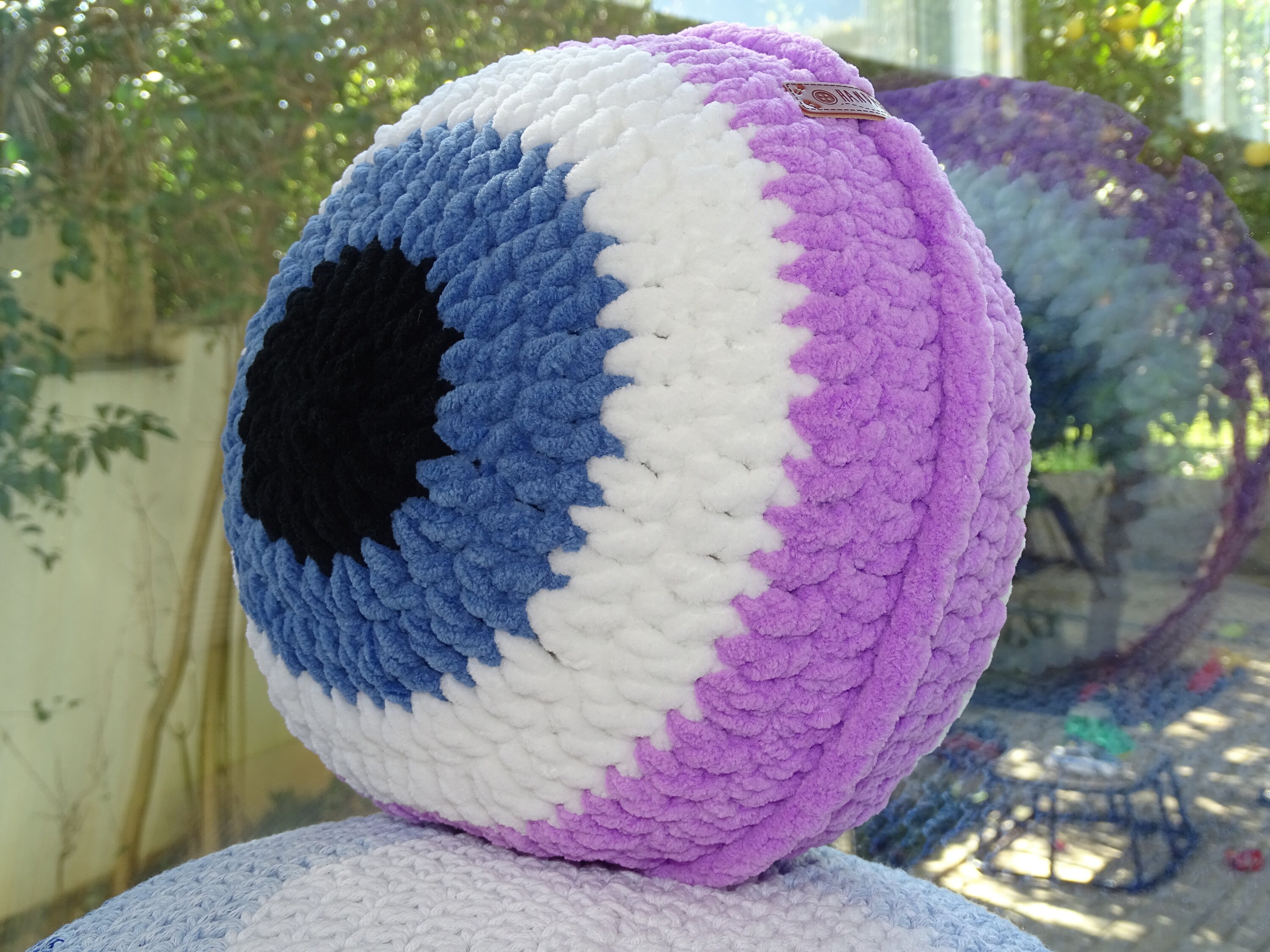 Velvet Evil Eye Crochet Pillow Nazar Crochet Pillow Etsy
