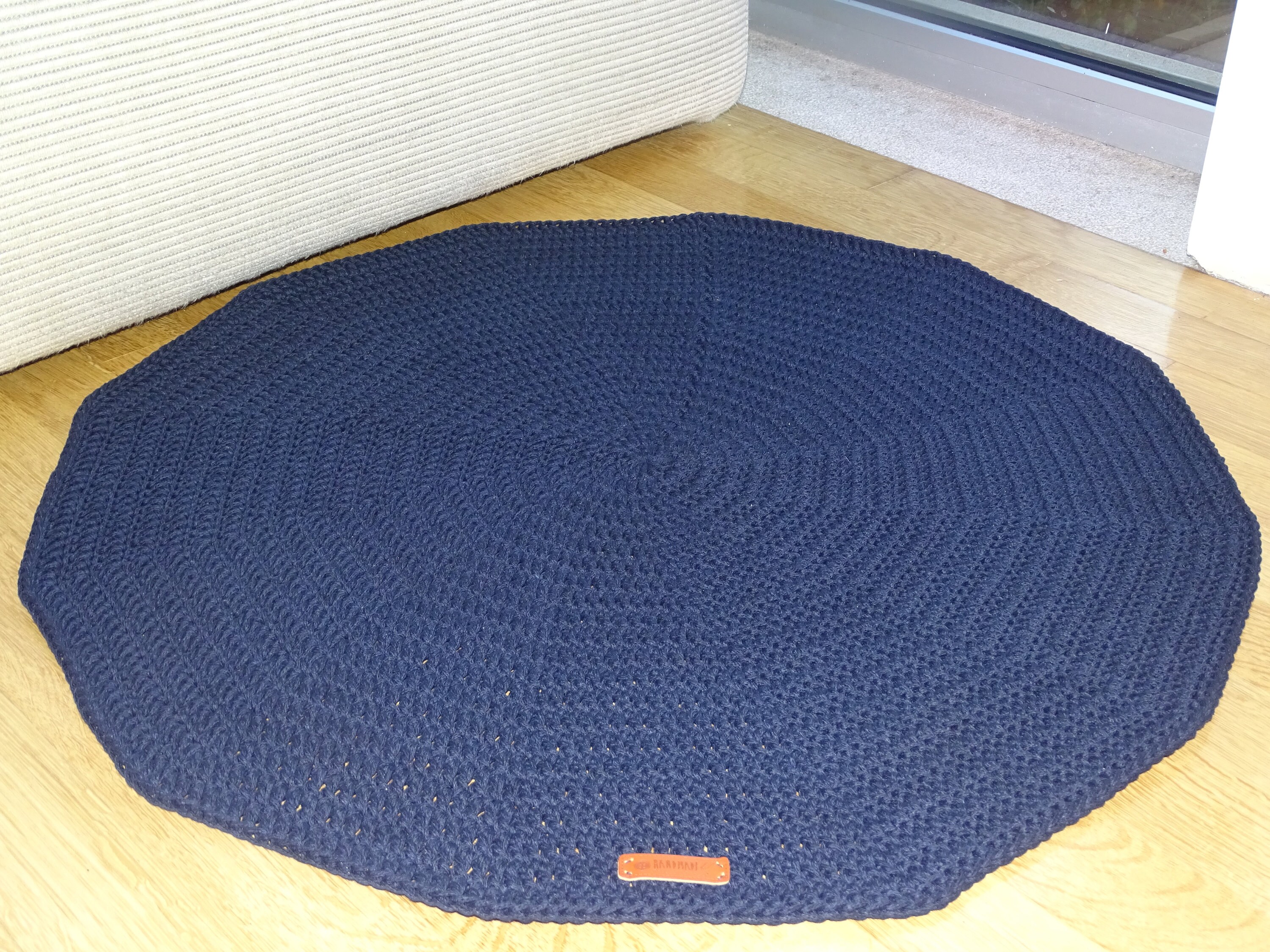 Macrame Cord Round Carpet, Circle Blue Nursery Rug, Crochet Rug, Floor ...