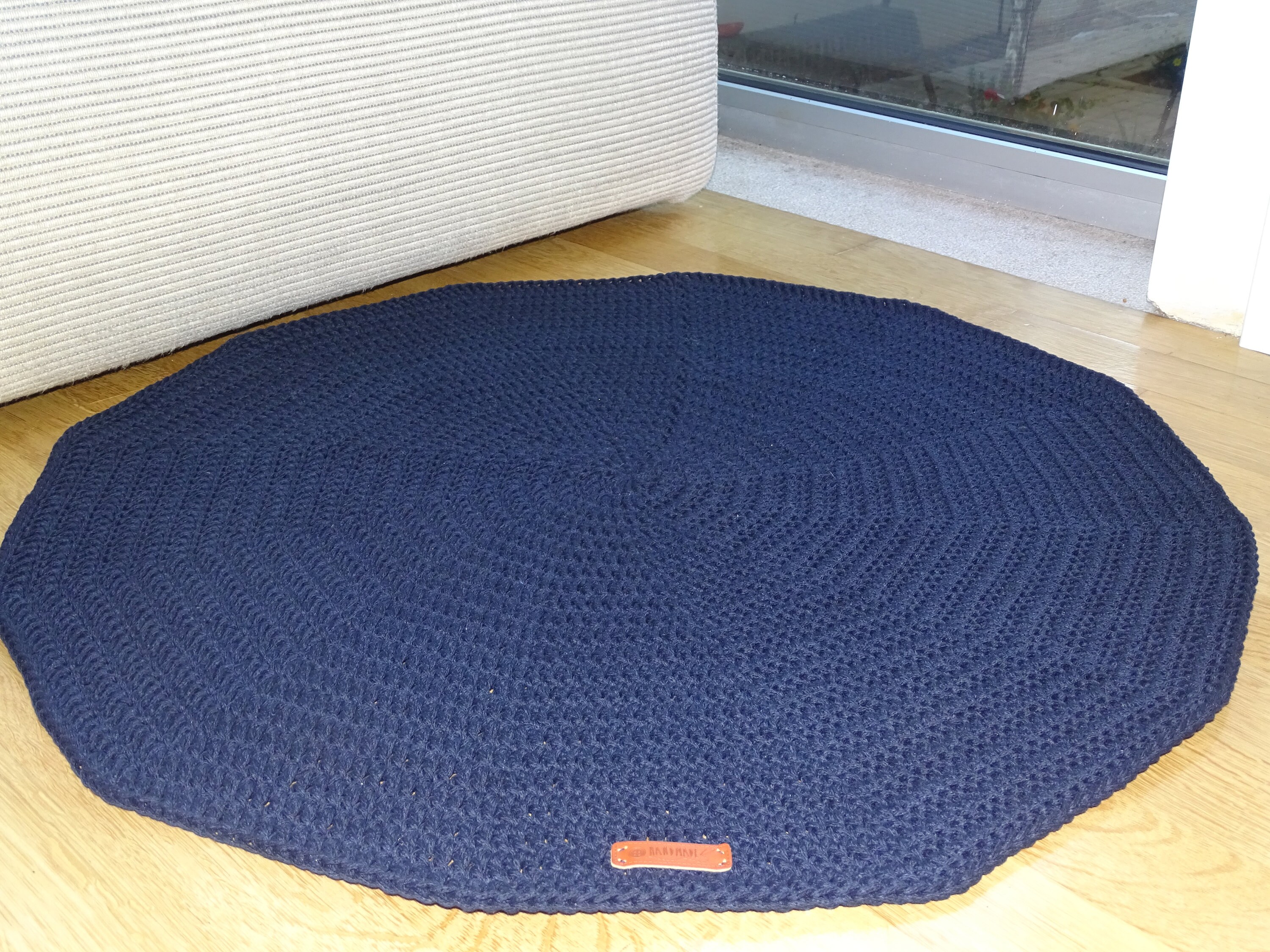Macrame Cord Round Carpet, Circle Blue Nursery Rug, Crochet Rug, Floor ...