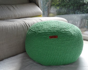 Crochet Stuffed Pouffe, Ottoman Pouf, Bean Bag, Floor Cushion, Home Decor, Meditation Pillow, Footstool