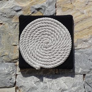 Handmade Fiber Art Wall Hanging, Contemporary Art for Modern Home made of Natural Cotton Rope 8*8 inches
