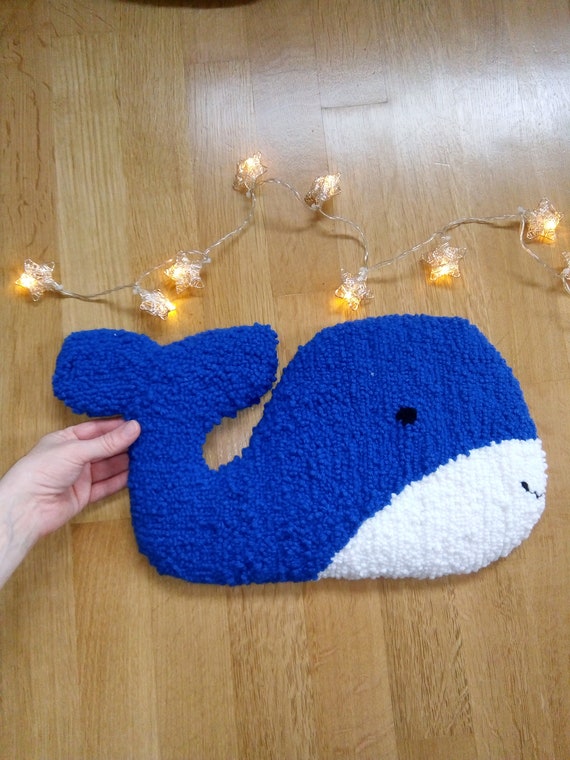 Punch Needle Whale Rug Nursery Room Soft Toy Wall Hanging Etsy