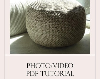 PDF Tutorial on how to crochet Pouf, Pouffe, Easy level with photos and video tutorials