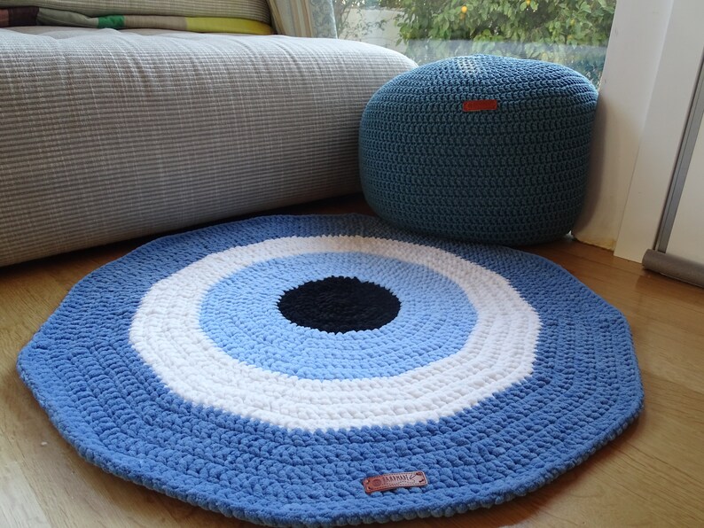 Velvet Lucky Charm Round Carpet Blue Rug Nursery Rug Etsy