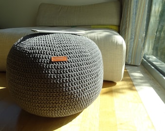 Pouf imbottito all'uncinetto, pouf ottomano mantiene la forma con 50% cotone 50 palline, sacco a pelo, cuscino da pavimento