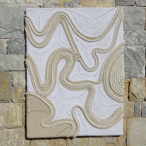 Handmade Fiber Art Wall Hanging, Contemporary Art for Modern Home made of Natural Cotton Rope 23.5*31.5 inches