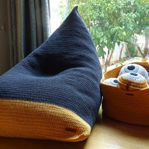 Sofa Sac Bean bag Chair, Crochet Lounge bean chair for Nursery, living room, Daybed for Lounge Room, Custom Ottoman Pouf