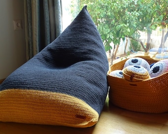 S/M/L/XL dimensioni pouf sacco Pouf interno all'uncinetto Lounge poltrona sacco per l'arredamento del soggiorno della scuola materna Cuscino