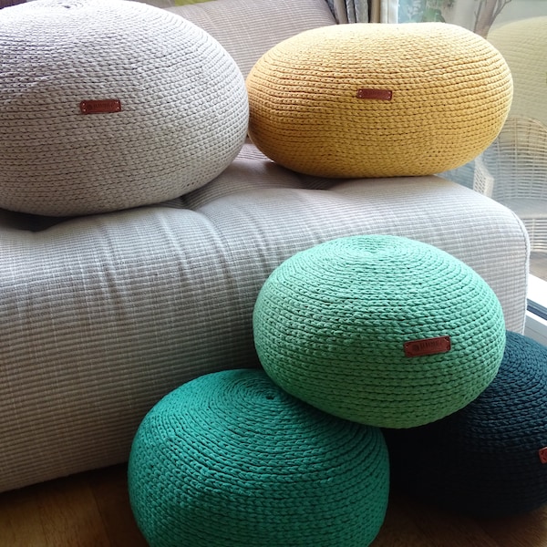 Pouf rembourré au crochet, pouf ottoman garde la forme avec 50 boules de coton 50, pouf, coussin de sol, oreiller de méditation, tabouret