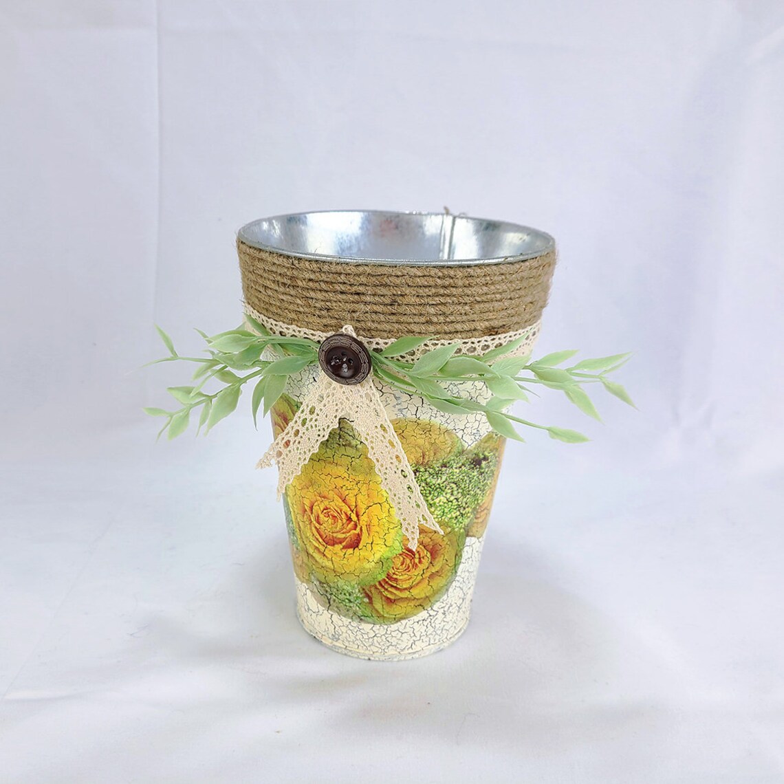 Decorative Indoor Tin Planter 7in Etsy