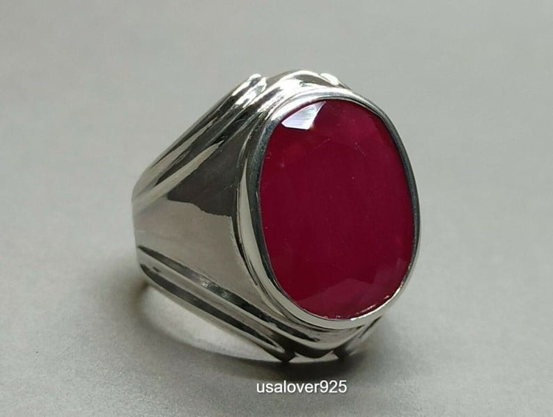 Boho Ring Yaqoot Ring Gift For Her 50/% OFF Corundum Oval Ruby Mens Gemstone Ring Solid 925 Sterling Silver Band Ring Handmade Ring