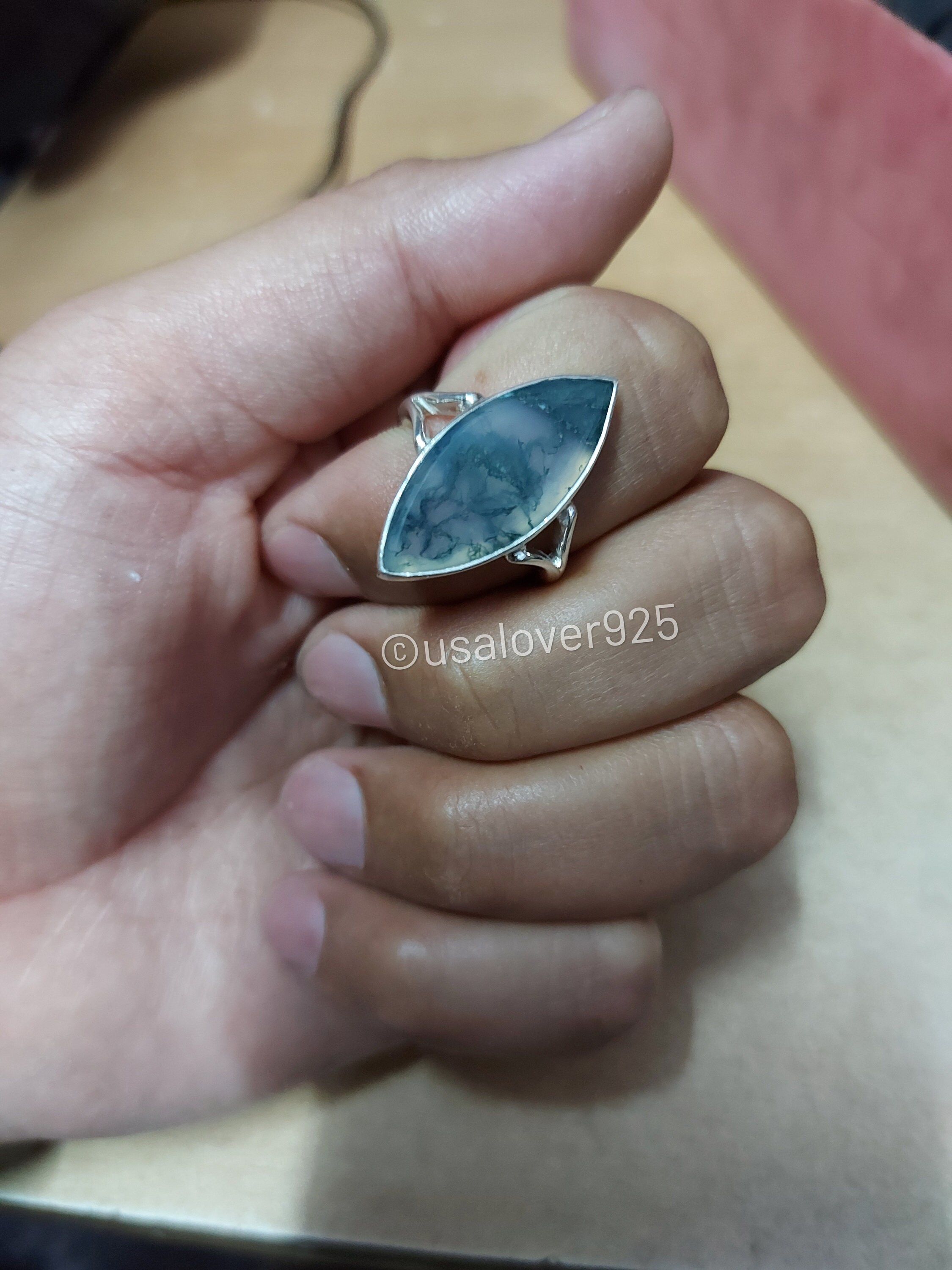 50% OFF Natural Moss Agate Ring 925 Sterling Silver Handmade | Etsy