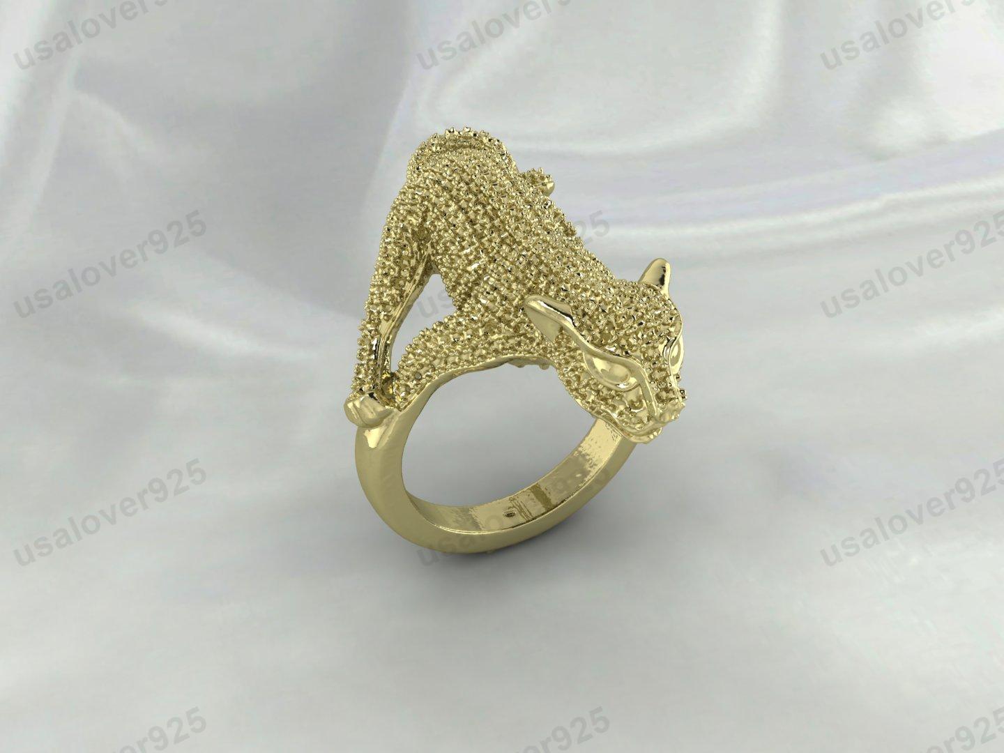 Panther Animal Inspired Unisex Ring | High Quality Brass Leopard Tiger Jaguar Puma Ocelot Statement Ring | Wild Cat Jewelry Gift