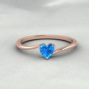 Topaz Heart 925 Sterling Silver Ring - November Birthstone Gemstone - Women&#39;s Promise Anniversary Engagement Gifts - Jewelry For Her