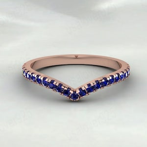 Blue Sapphire Band, 925 Silver Band, September Birthstone, Anniversary Ring, Classic Wedding Ring, Dainty Ring, Wedding Band, Unique Jewelry