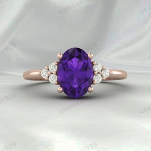 Amethyst Ring, 925 Sterling Silver February Birthstone Jewelry, Dainty Handmade Stacking Ring, Minimalist Gift for Her or Wife