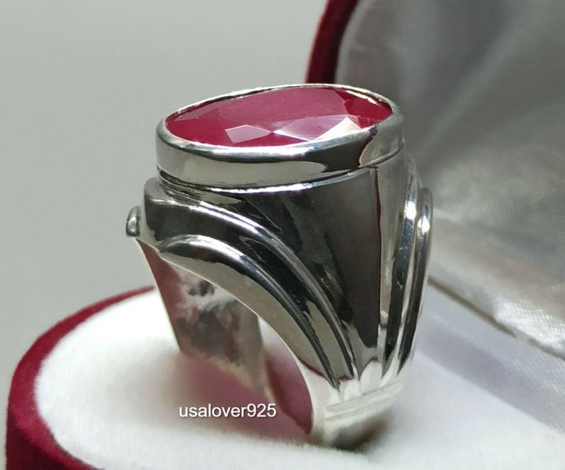 Boho Ring Yaqoot Ring Gift For Her 50/% OFF Corundum Oval Ruby Mens Gemstone Ring Solid 925 Sterling Silver Band Ring Handmade Ring