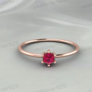 Ruby Women Handmade Ring - 925 Sterling Silver - Promise and Engagement Jewelry - Handcrafted Anniversary Gift with July Birthstone