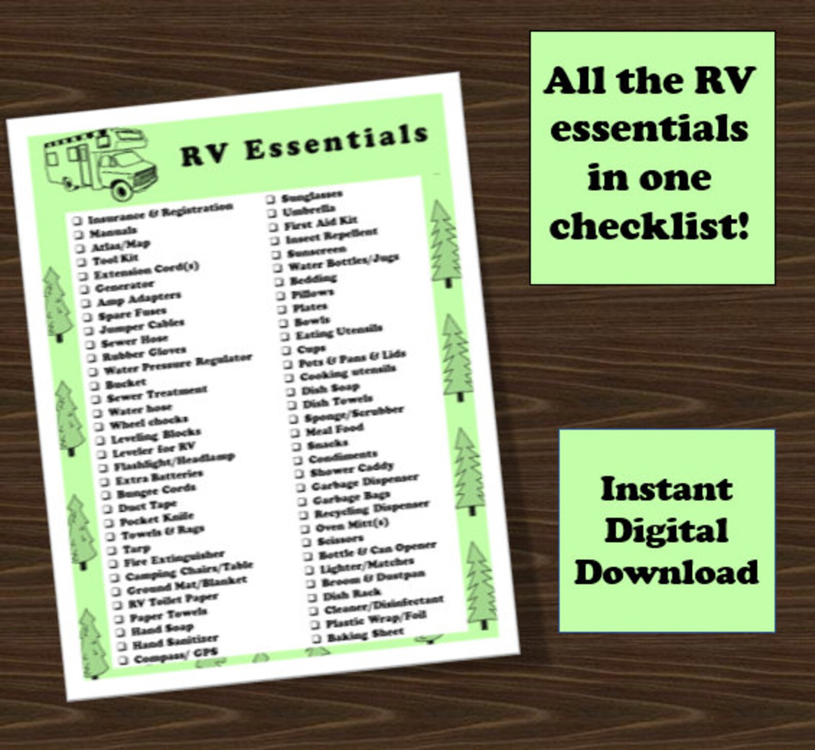 RV Essentials Checklist Etsy