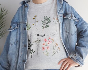 Vintage Wildflower Tee, Boho Wildflower Shirt, Vintage Flower T-shirt, Botanical Tee, Nature Lover Shirt, Gardening Shirt