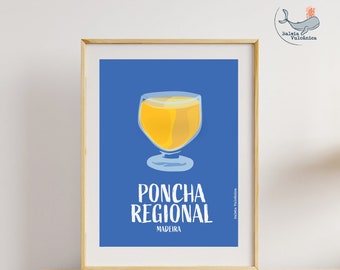 Affisch A4 A3 Post Poncha Regional Funchal Madeira ön Madeira