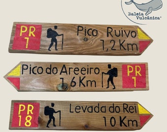 Placa de Caminhada Madeira, Vandringsledsskylt, Vandringsskylt, Wanderweg Schild | Artesanal på Madeira | Pico Ruivo, Levada, 25 Fontes