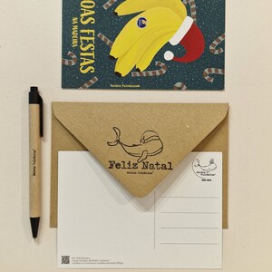 Postal Feliz Natal Banana Mercado dos Lavradores Funchal ilha da Madeira impressão e envelope recicladaos