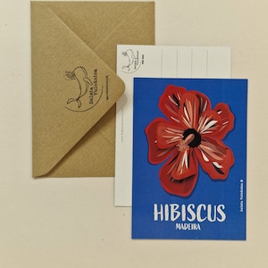 Postal HIBISCUS ( flor da ilha da Madeira , Funchal Festa da flor portugal ) ideia presente ou cartaz para ofercer