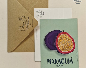Postal Maracujà Fruta emblematica da ilha da Madeira passion fruit passion fruit