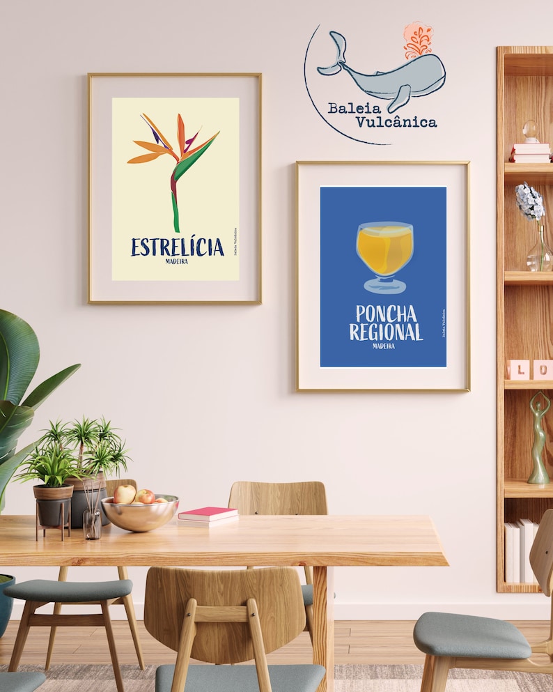 Estrelícia (Strelitzia) Ilustração Gráfica da Madeira Konsttryck Affisch Blomma Estrelicia Druck Strelitzia Blume Madeira Poster Portugal bild 9